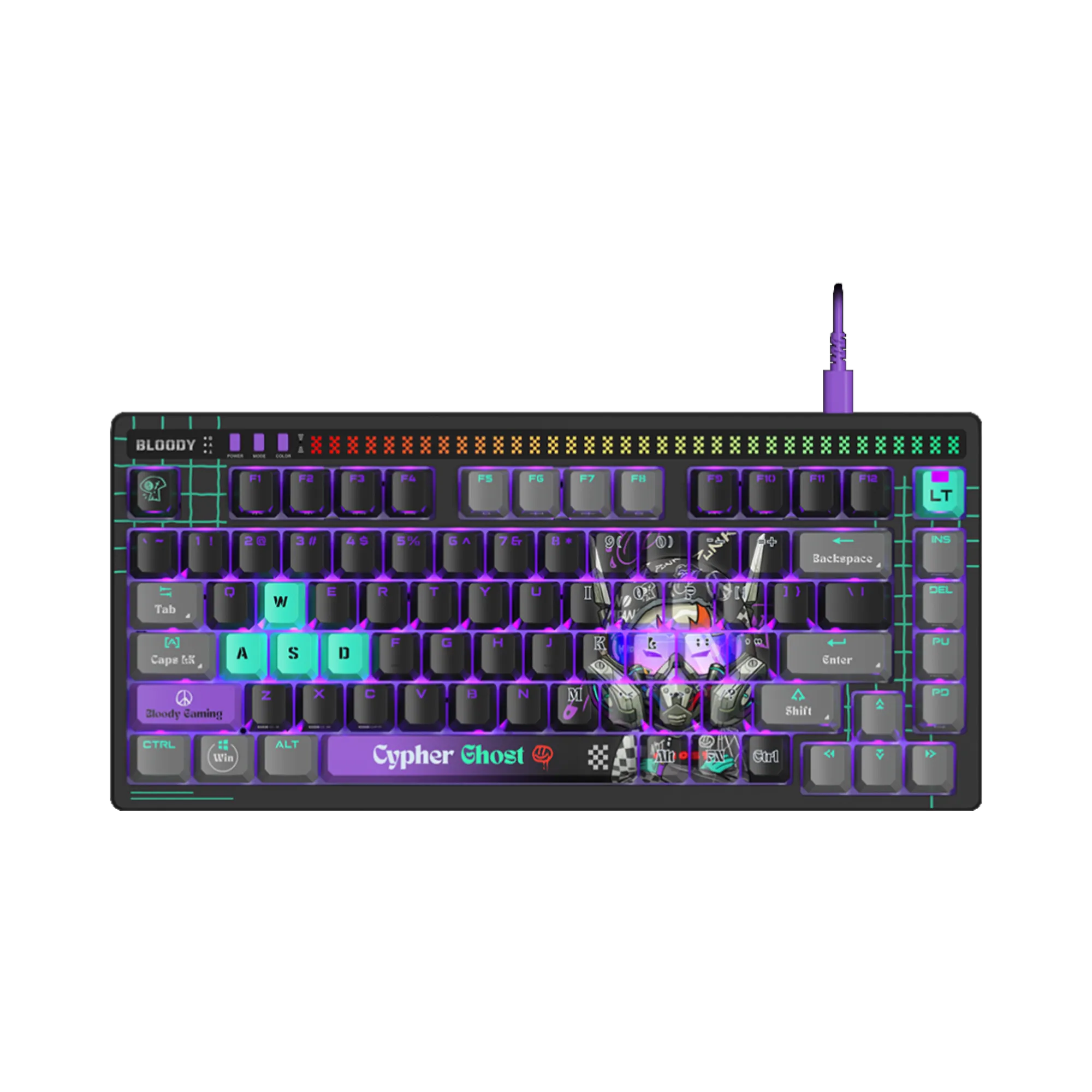 A4Tech Bloody AT75 RGB Wired Mechanical Gaming Keyboard Cypher Ghost