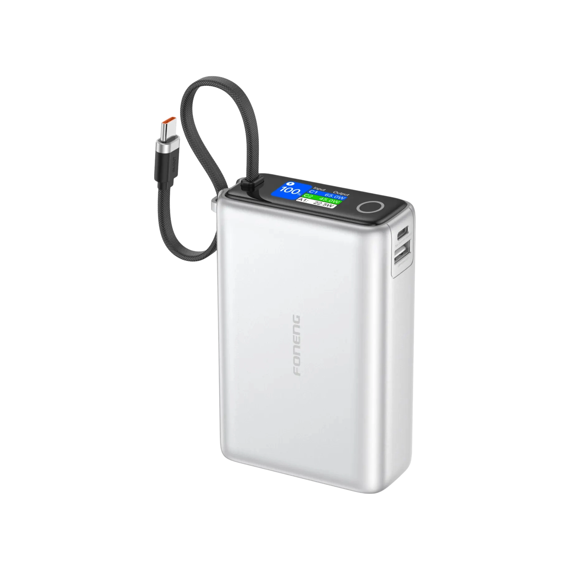 Foneng PX132 20000mAh 65W Power Bank with Built-in Type-C Cable
