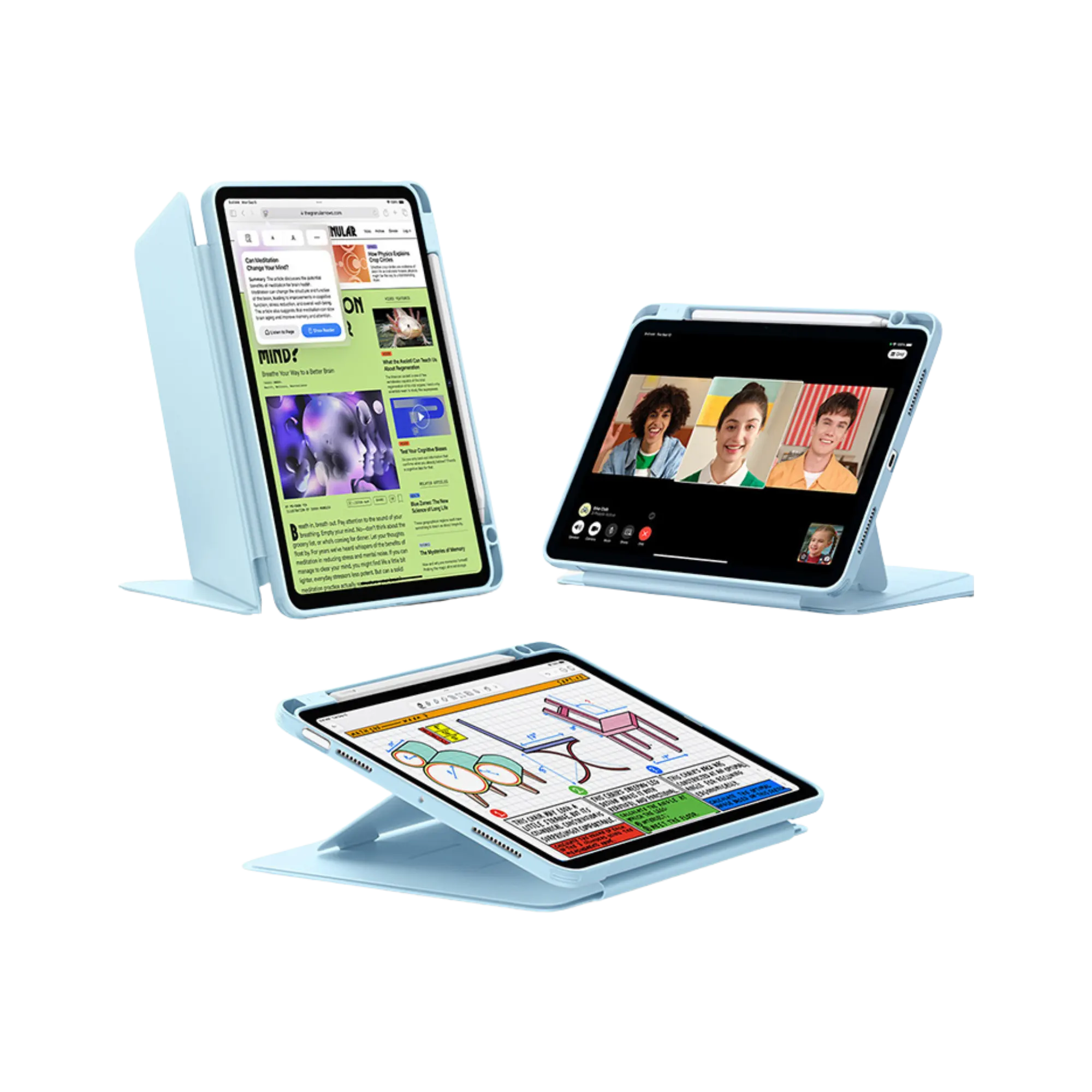 ESR Flip Hybrid Case with Pencil Holder for iPad iPad A16 11TH GEN | Sky Blue