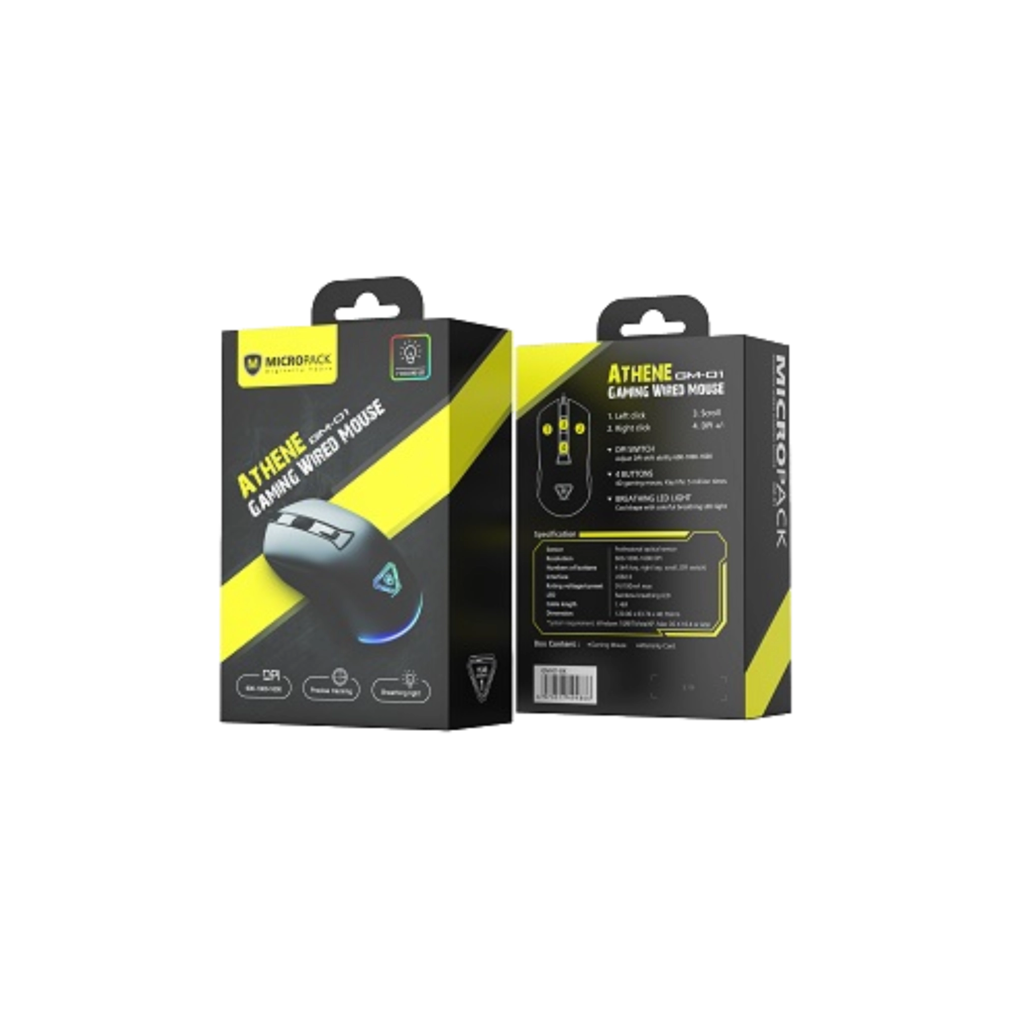 Micropack GM-01 Athene Rainbow Breathing LED Wired Black Gaming Mouse