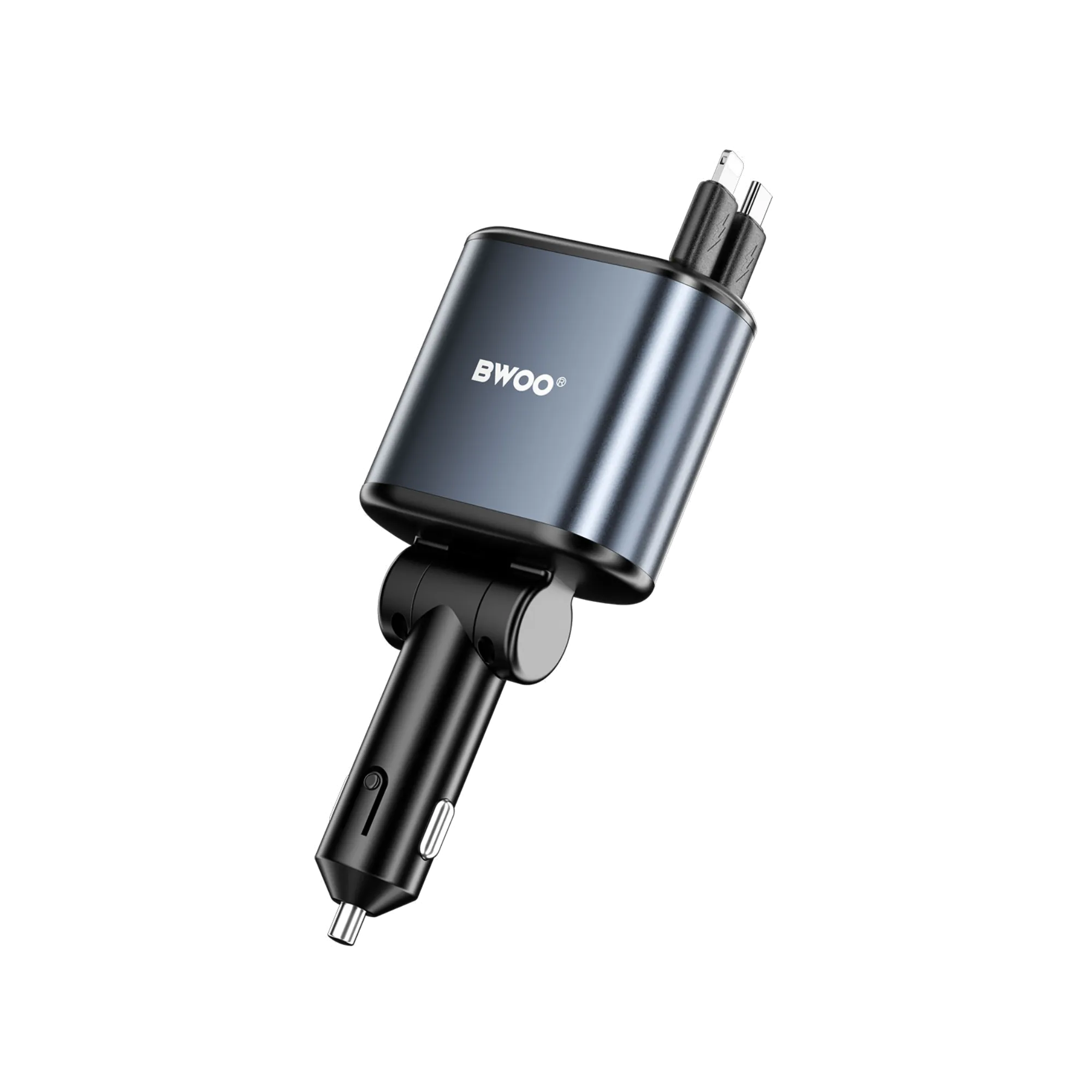BWOO BO-CC109  120W 4 in 1 Starry Light Car Charger with 2 Retractable Cables 