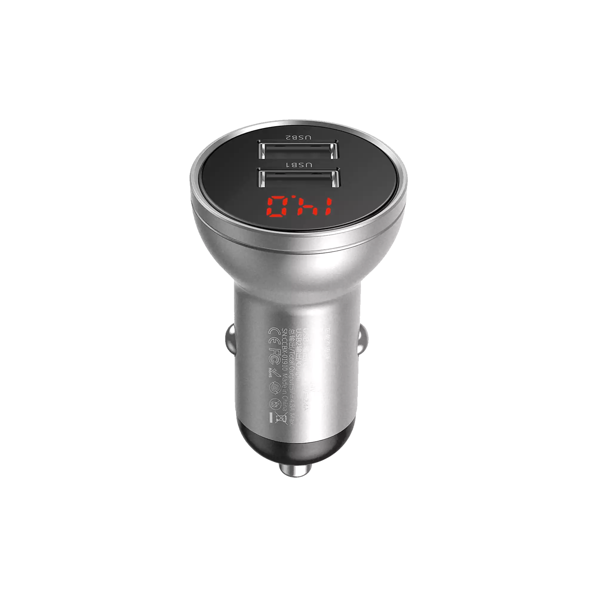 Baseus Digital Display Dual USB 4.8A Car Charger 24W 