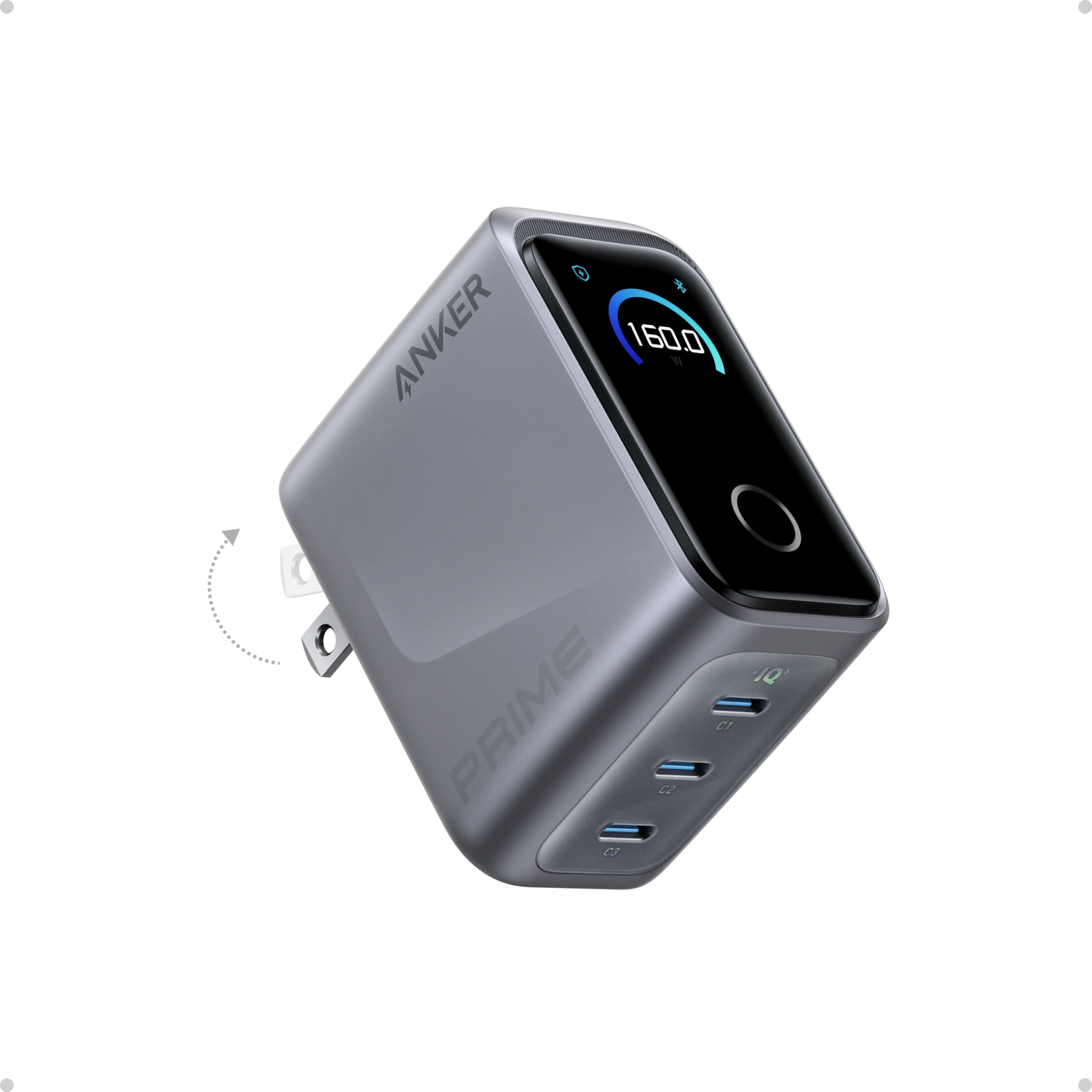 Anker Prime 160W 3-Ports GaN Charger with Smart Display 
