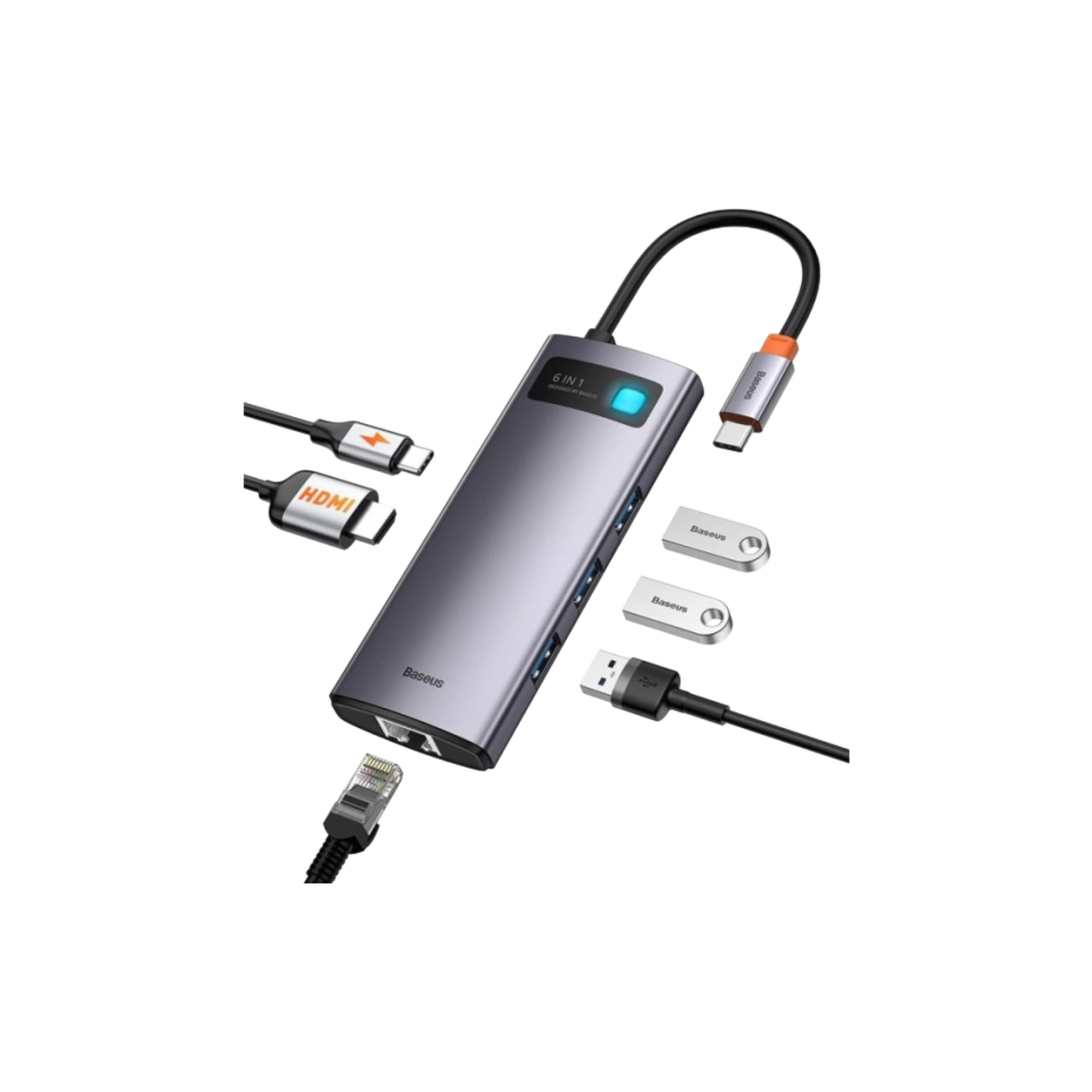 Baseus Metal Gleam Series 6-in-1 Multifunctional Type-C Hub