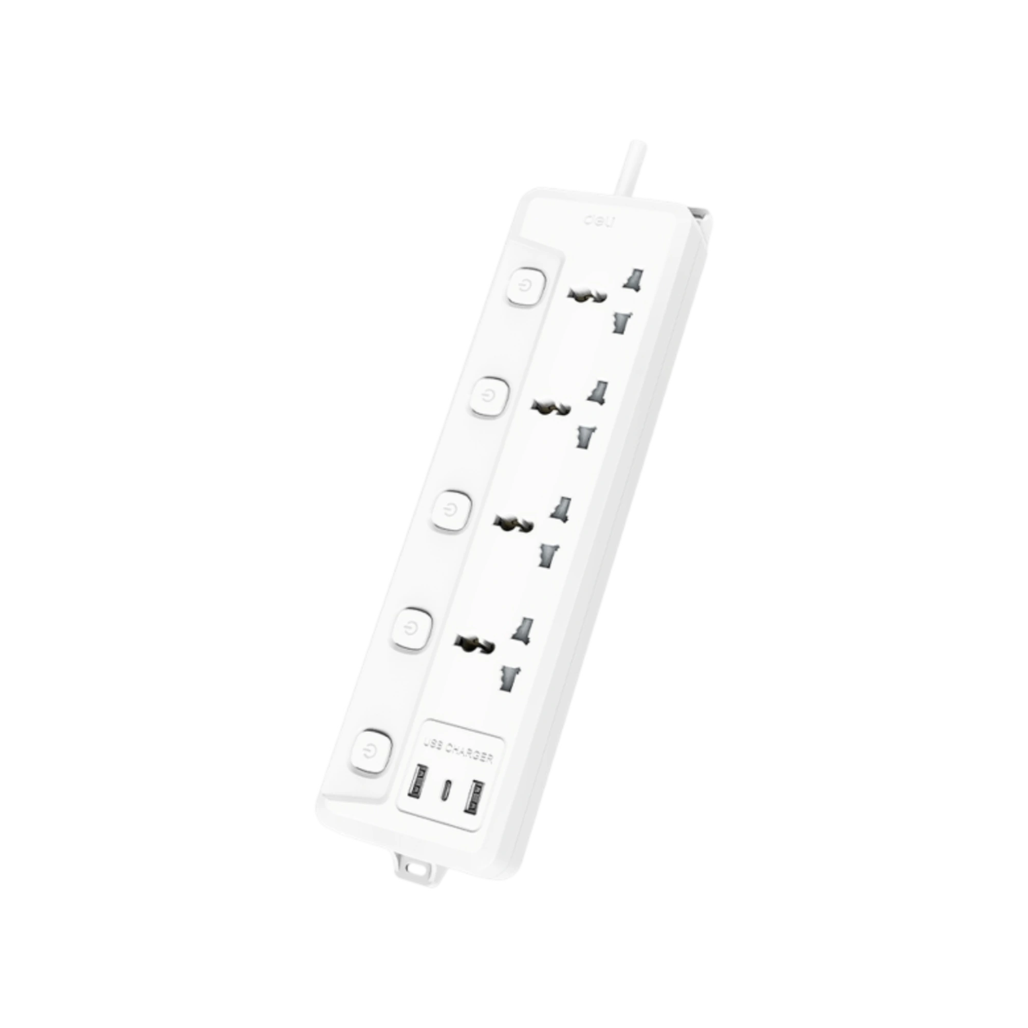 Deli CT711 4-Port 2m Universal Power Strip 