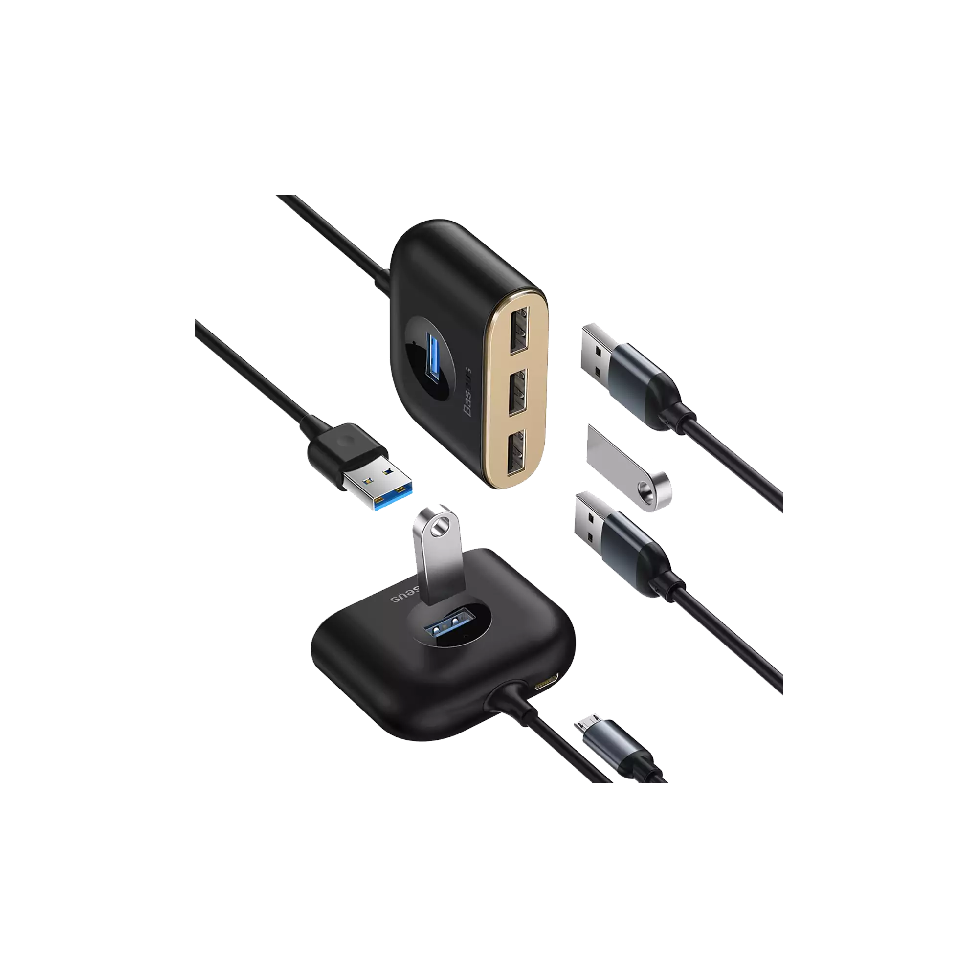 Baseus Square Round 4 in 1 USB HUB Adapter 