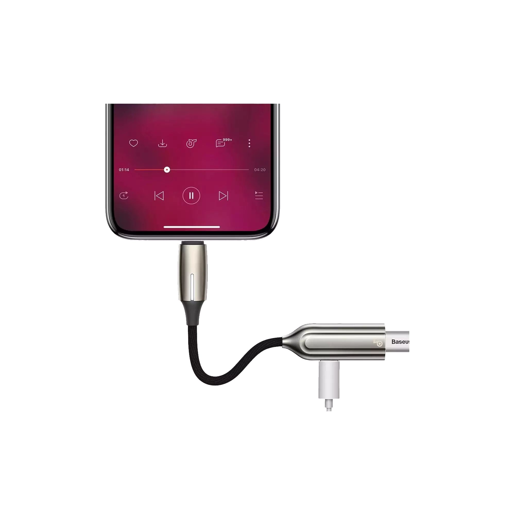 Baseus Lightning Male to Dual Lightning Female Converter 